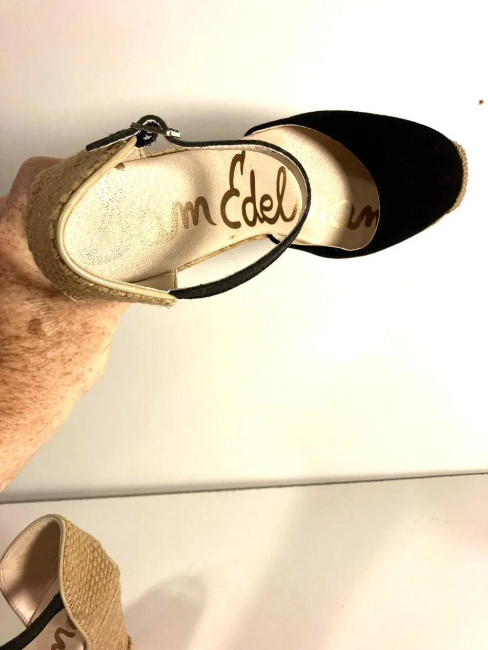 SAM EDELMAN Harmony Wedge Espadrille Sandals w/ Black Suede upper.  Size 9.5